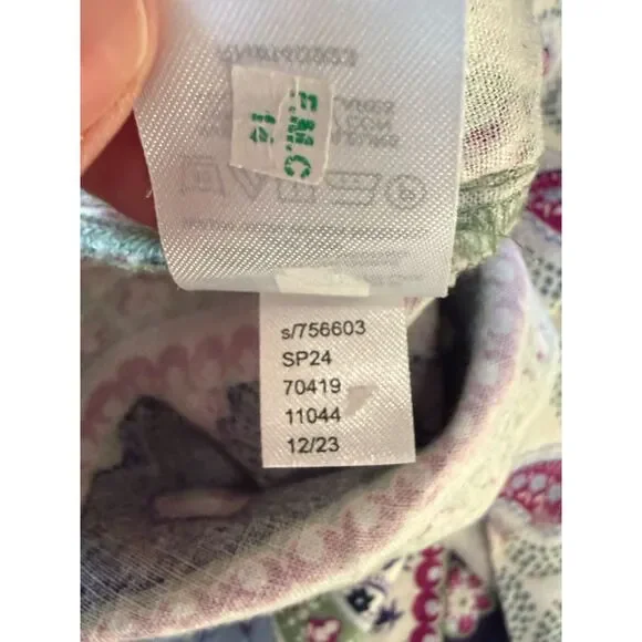 Loft Linen Blend Patchwork Blouse Top Balloon Sleeve Peasant Floral Paisley Med - Picture 12 of 16